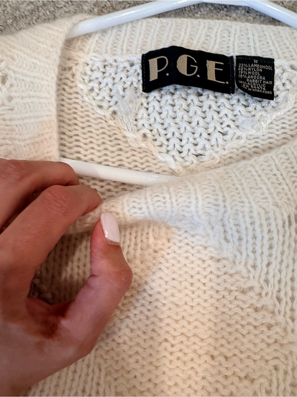P.G.E. Lambswool & Angora Rabbit Hair Blend Diamond Knit Sweater | S - Picture 10 of 13